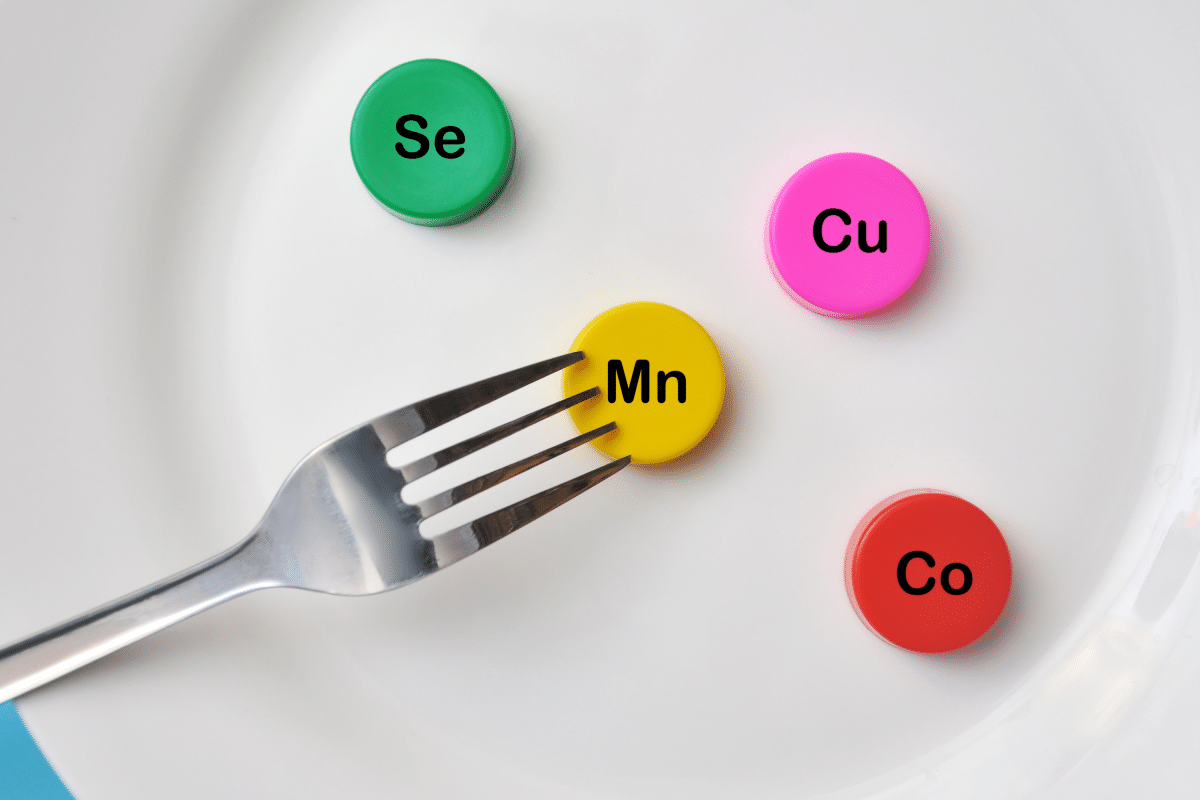 Icônes d'oligo-éléments sur une assiette