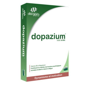 visuel packaging produit Dopazium complément alimentaire pour le dynamisme et la motivation 60 gélules