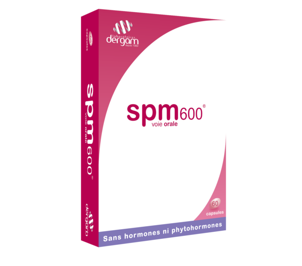 visuel packaging produit SPM 600 rose 60 capsules complément alimentaire pour le syndrome pré-menstruel