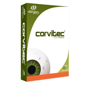 visuel packaging produit Corvitec complément alimentaire contre la myodésopsie 60 capsules