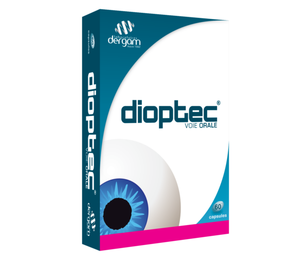visuel packaging produit Dioptec complément alimentaire sécheresse yeux 60 capsules