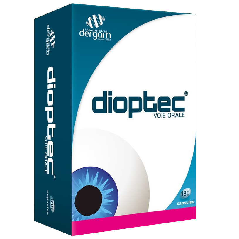 visuel packaging format png produit Dioptec complément alimentaire sécheresse yeux 180 capsules