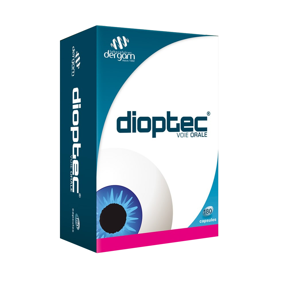 visuel packaging format png produit Dioptec complément alimentaire sécheresse yeux 180 capsules